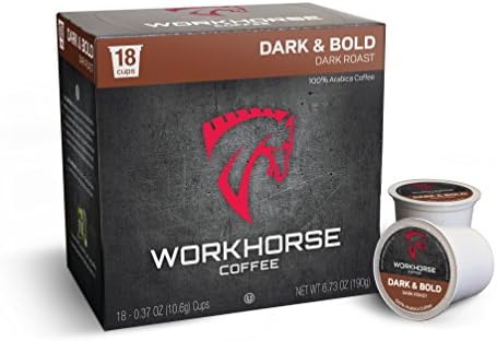 Workhorse Coffee Single Serve K-Cup Coffee Pods, 18 Count Box (Dark and Bold)