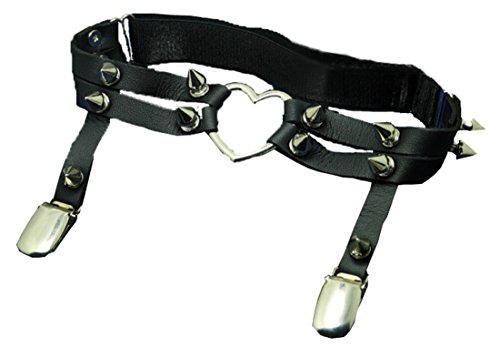 Beautifulfashionlife1pc Girl`s Leather Rivet Elasticed Grip Straps Thigh Socks Garter Belt (Duckbill Clip, Black)