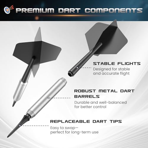 Professional Electronic Dartboard with Digital LCD Screen and Soft Tip Darts Dartboard with 27 Games, 243 Modes, Ideal for Friends, Family, Office, Clubs and Pubs Parties