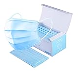 WensLTD 50 Pcs Disposable Face Masks, 4 Layer Activated Carbon Mask Breathable Dust Filter Masks Mouth Cover Masks with Elastic Ear Loop (Blue)