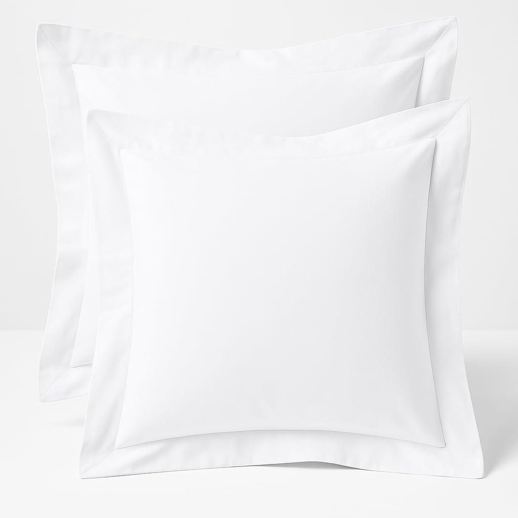 Comfort Beddings Export Quality 800 Thread Count 100% Egyptian Cotton Continental Pillow Cases Pack Of 2 - White (Continental/Square Size 65 x 65 CM)