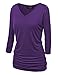 Made By Johnny MBJ WT1036 Womens V Neck 3/4 Sleeve Dolman Top with Side Shirring XXL Dark_Purple