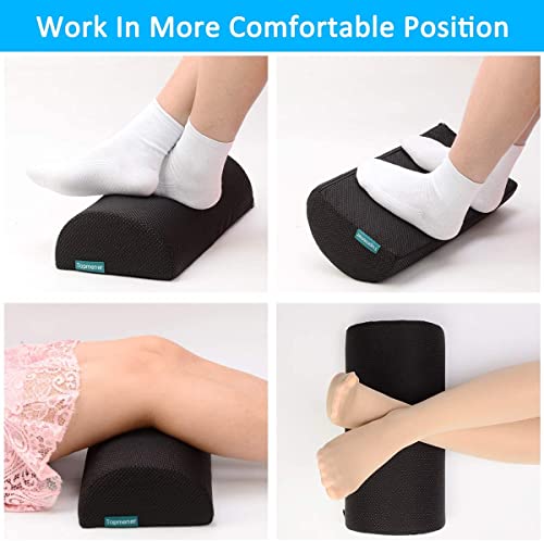 Topmener Ergonomic Foot Rest Cushion Foot Stool Under Desk with Massage Dots, Footrest Office with Washable Cover & Portable Handle, for Home Working& Office & Travel, Relieve Leg, Knee and Back