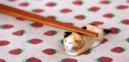 6pcs Chinese Ceramic Cat Pattern Chopstick Rest Spoon Fork Knife Holder