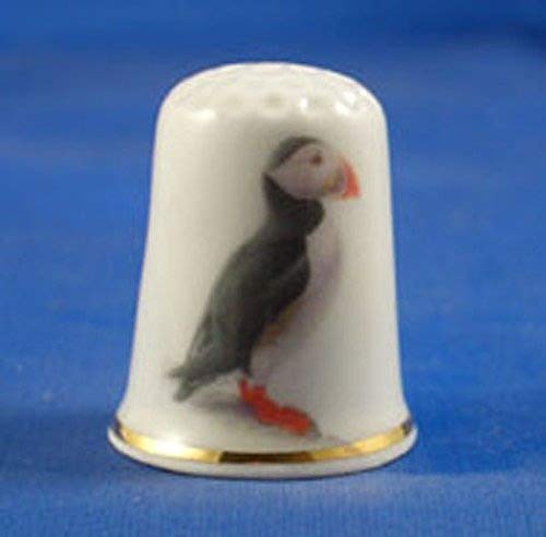 Porcelain China Collectable Thimble -- Puffin with Free Gift Box