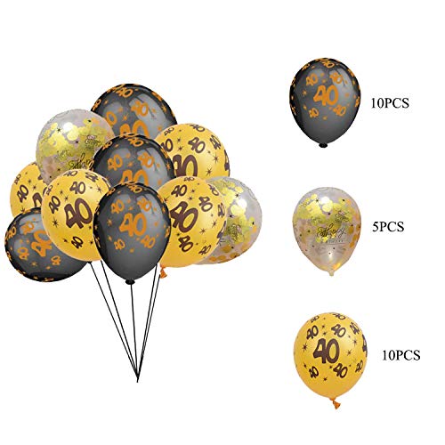 40th Birthday Party Decorations KIT - Cheers to 40 Years Banner, Sparkling Celebration 40 Hanging Swirls,Gold and Black Latex 40 Birthday Balloons, Perfect 40 Years Old Party Supplies 40th Anniversary Decorations