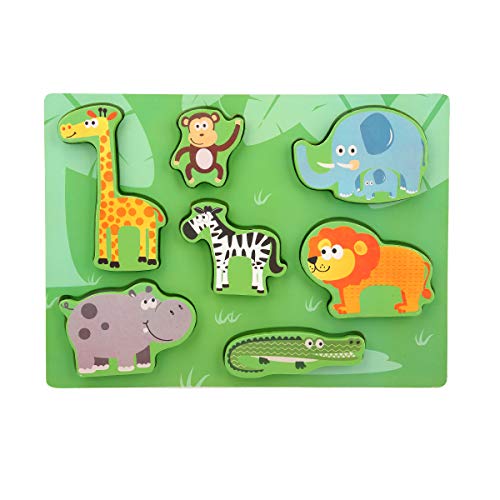 KIDS TOYLAND Wooden Animal Puzzles for Toddlers, Educational Toys with Lovely Farm and Ocean Animals, Dinosaur Puzzles, Toddler Puzzles Set for 1 2 3 Year Old Boys and Girls Birthday