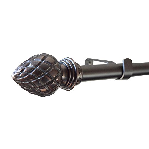 gbHome GH-6754OB Sublime Meridian Curtain Rod, 72-144 in Adjustable Length, 1 inch Rod, Oil Rubbed Bronze, For Heavy Curtains, Metal Window Treatment, Hanging Drapery Rod W/ Extending Pole, 6-12 Feet