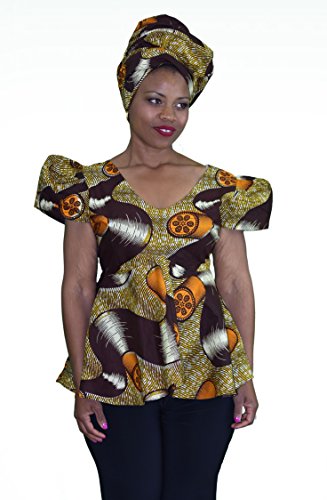 Chocolate Ankara Peplum Blouse