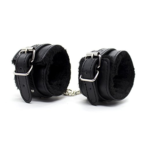 Yeoubi Handcuffs Adjustable PU Leather Soft Wrist Cuffs and Blindfold Eye Mask (Black1) - Thumbnail 5