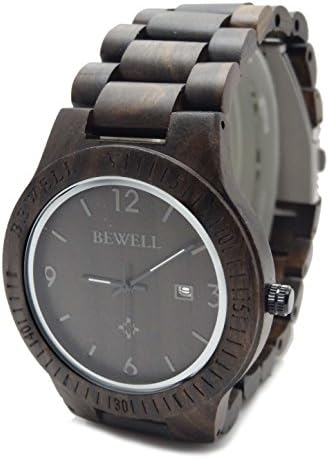 Handmade Round Wooden Watch Made with Natural Wood in Black Sandalwood - HGW-202