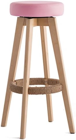 Bar chair High stool Household solid wood bar stool Rotating creative European chair Rotatable cushion lounge chair Change shoe bench Living room stool Bath & Shower Aids