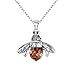 EleQueen 925 Sterling Silver Vintage Inspired Brown Crystals Queen Bee Pendant Necklace Jewelry for Women, Valentine's Day/Mother's Day/Christmas Jewelry Gift