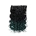 Creamily Natural Black to Mixed Olives to Peacock Green 3-tone Ombre Color Wavy Clip in Hair Extensions 8 Pieces 18