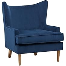 Rivet Chelsea Velvet Wing-Back Accent Chair, Navy