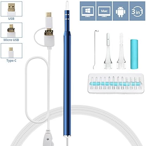 USB Inspection Camera,3 in 1 Earwax Cleaning Wireless Endoscope 1.3 Mega Pixel with 6 Adjustable Led for Samsung,LG,Sony,OTG,Android,Micro USB,PC,MAC