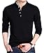 YTD Men's Casual Slim Fit Pure Color Long Sleeve Polo Fashion T-Shirts (US Small, Long Sleeve Black)
