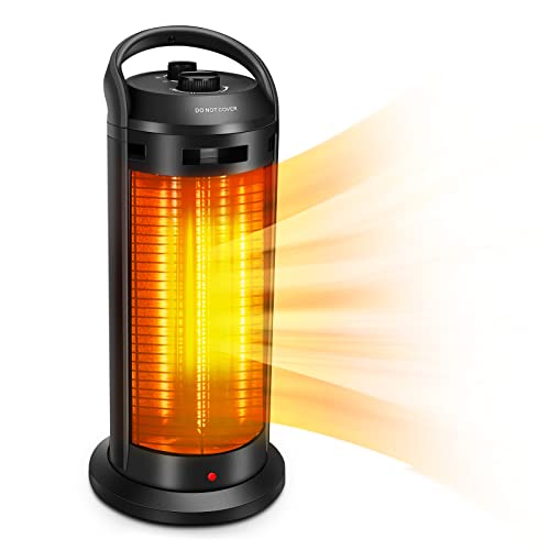 2-In-1 Space Radiant Heater - 120° Oscillation Infrared Heater for Indoor, 1500W Electric Heater, 4 Heating Modes, Garage Heater with Dual-Protection, Quiet Fast Heating Patio Heater