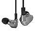 Quad Driver Headphones,ERJIGO KZ ZS5 High Fidelity Extra Bass Earbuds without Microphone,with Detachable Cable (Grey)