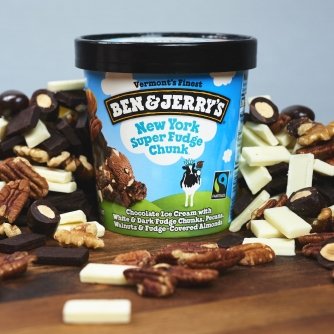 Ben & Jerry's - Vermont's Finest Ice Cream, Non-GMO - Fairtrade - Cage-Free Eggs - Caring Dairy - Responsibly Sourced Packaging, New York Super Fudge, Pint (4 Count)
