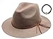 Women's 100% Wool Felt Cloche Short Brim Floppy Fedora Hat with Scrunchy (Braid Mushroom)