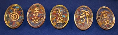 Usui Reiki Orgone Copper Energy Healing 5 Piece Oval Symbol Set