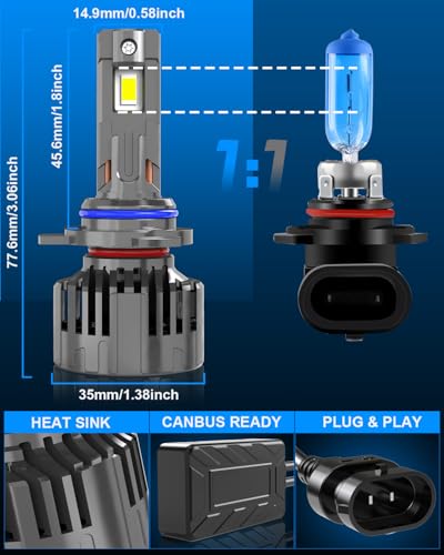 KOHYIER HIR2 LED Bulb 40000LM 180W 800% More Light, Ultra Bright 6500K White HIR2 9012 LED 12V 24V Plug & Play, Pack of 2