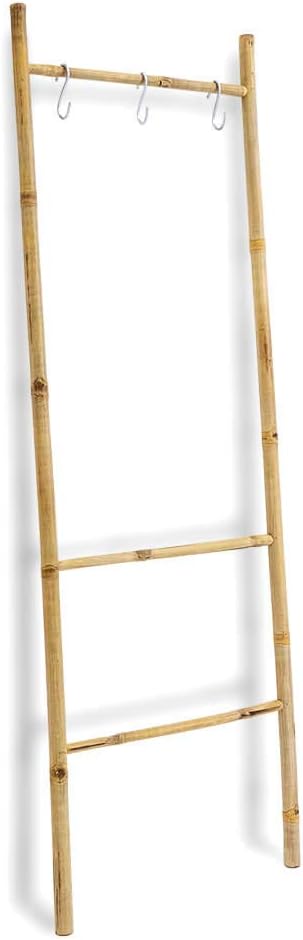 Escalera toallero con colgadores Mr Bambu, para el baño o el ...