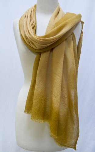 Ombre Tie Dye Lightweight Wool Shawl Scarf Stole Wrap Gold Amber
