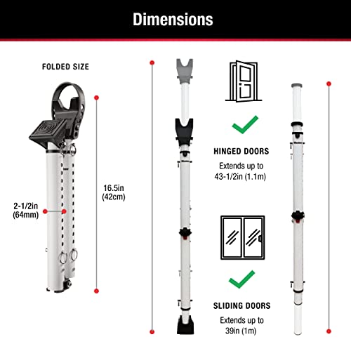 Master Lock Compact Door Stopper Folding Security Bar, Adjustable from 251/2 to 431/2 Inches