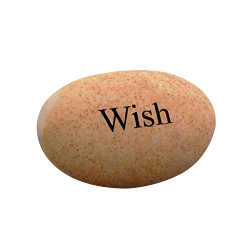 Wish Engraved Stone Inspirational Sandblast, Perfect Gorgeous Unique Gift Ideas, Natural Beach Pebble Rock