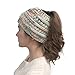 Winter Warm Wool Crochet Knit Hat Headgear,Crytech Women’s Ponytail Messy Bun BeanieTail Knitting Headband Fleece Lined Head Wrap Cap Soft Stretch Cable Knitted Ribbed Skull Hat for Girls (White)thumb 1