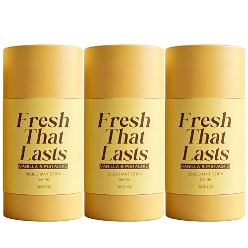 Fresh That Lasts Deodorant Stick, Vanilla & Pistachio Perfumed Stick, Fresh Moisturizing Deodorant Balm, All-Day Odor Protection for Women & Men, Underarm Brightening Care (3Pcs)
