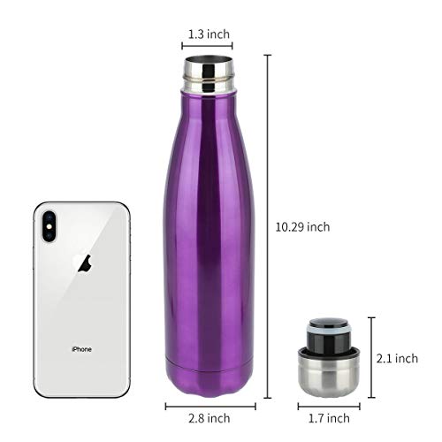 Water Bottle Stainless Steel Vacuum Insulated Double Walled Cola Shape Thermoses (Light Purple) - Thumbnail 6