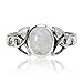 Chuvora 925 Sterling Silver 9 mm Genuine White Oval Moonstone Celtic Band Ring - Nickel Free Size 8