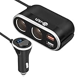 Te-Rich 96W 2-Socket Car Plug Splitter Cigarette Lighter Power Adapter 12V/24V DC Outlet Extender 5.4A (Quick Charge 3.0 + 2.4A) Dual USB Charger for iPhones, Samsung Galaxy and More