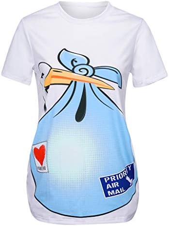 Holywin Maternity Cute Funny Pattern Print Short Sleeve Casual T-Shirt Pregnant Tops