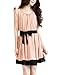 Allegra K Women Scoop Neck Tiered Hem Tank Dress with Black Waist Strap Pink L