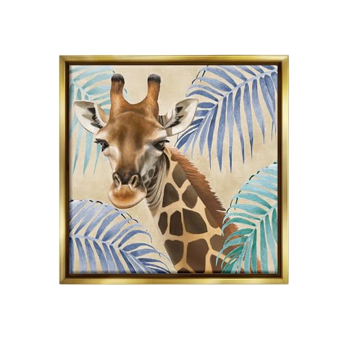 Stupell Industries Giraffe & Tropical Palms Framed Floater Canvas Wall Art by L…
