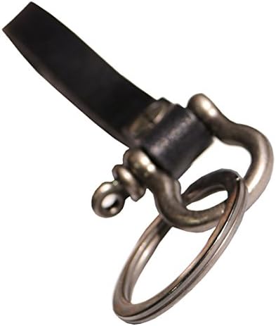 Viawow Black Leather Decorated Keyholder Car Keychain Keyring Key Ring with Horse Stirrup Hook(K190)