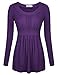 Ninedaily Women Long Sleeve Draped T-shirt Scoop Neck Flattering Tunic Tops