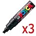 [3 pcs set] Uniball Kingdom Posca PC-8K marker 8 mm Black from Japan
