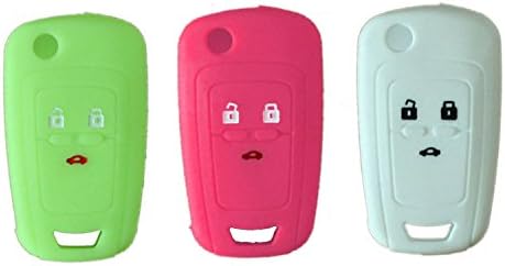 Nicky 3 x Protective Cover for Opel Chevrolet 2/3-Buttons Car Key Silicone Keys Protector in Pink White Luminous Light Green