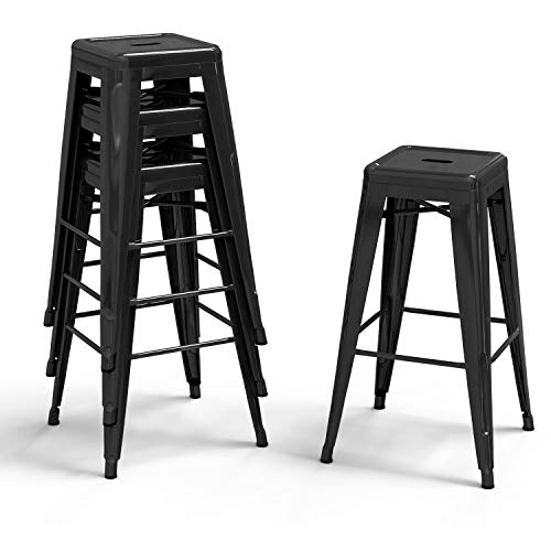 Bonzy Home Bar Stools Set of 4, 30 inches Metal Bar Stool Chair