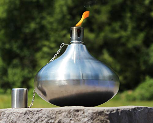 Table Torch for Backyard or Patio, Steel with Fiberglass Wick, Set of 4