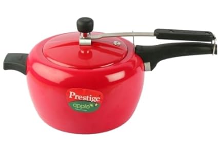 Prestige Apple Plus Inner Lid Aluminium Pressure Cooker, 5 Litres, Red