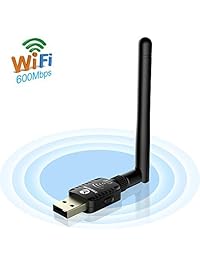 Adaptador USB WiFi de 600 Mbps de doble correa (2,4 G 150 Mbps+5 G 433 Mbps), antena de rebote WiFi Dongle 5 dBi adaptador de tarjeta de red inalámbrica para ordenador portátil Windows 10 8 7 Vista XP   2000, MAC OS 10,4   10,13