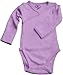 Boys Girls Baby Bodysuit made with Organic Cotton - Long Sleeve Kimono Style with Side Snaps Bodysuit and Gloved Sleeve - Purple 3M