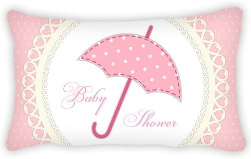 Polyester Pillow Cover Cartoon Pink Umbrella Baby Flower Bolster Throw Pillow Case Cushion Cover for Kids Bedroom Couch Sofa Home Decorative 14x24 Inches