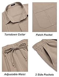 COOFANDY Men's 2 Piece Linen Sets Casual Long